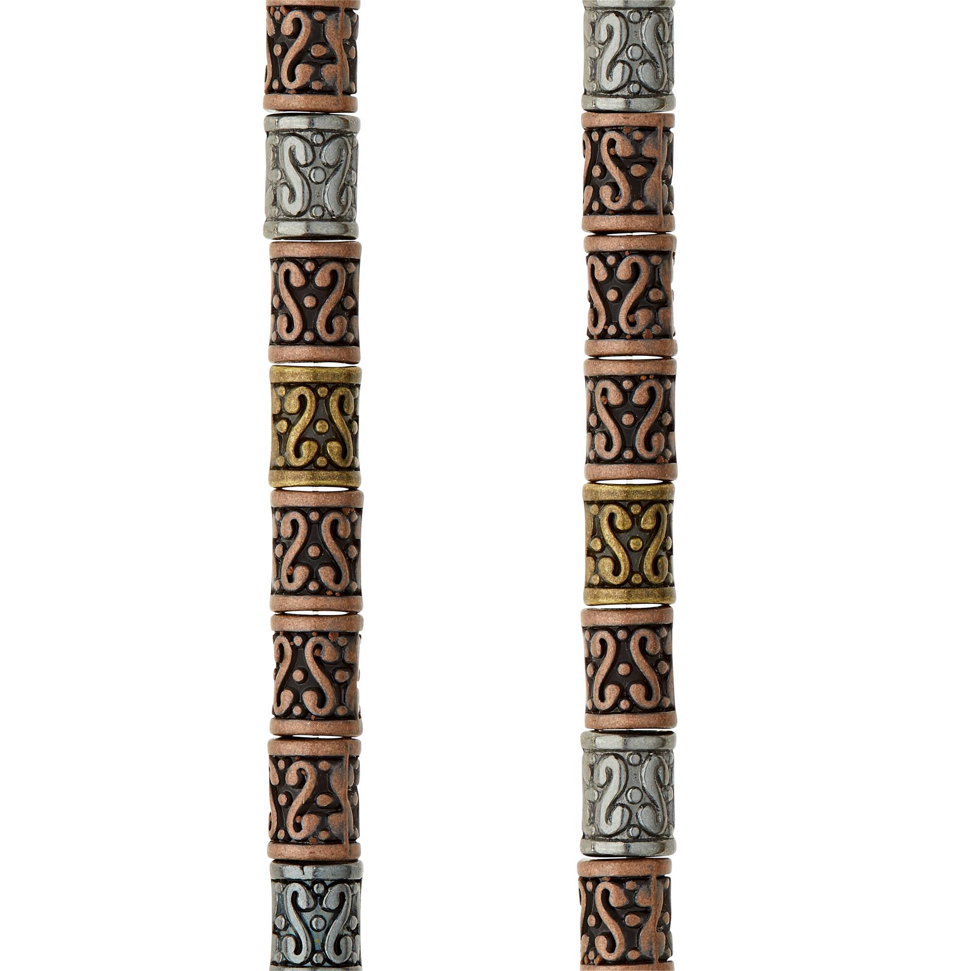 12 Pack: Metal Carved Tube Beads, 9mm by Bead Landing™